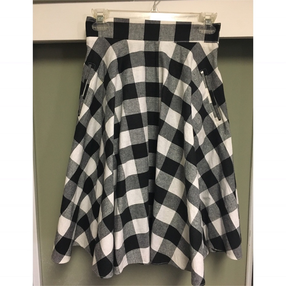 Ruby Dooby Clothing Black Gingham Swing Skirt